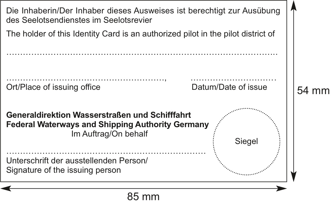 Musterabbildung von der Rückseite des Ausweises für eine Seelotsin oder einen Seelotsen.