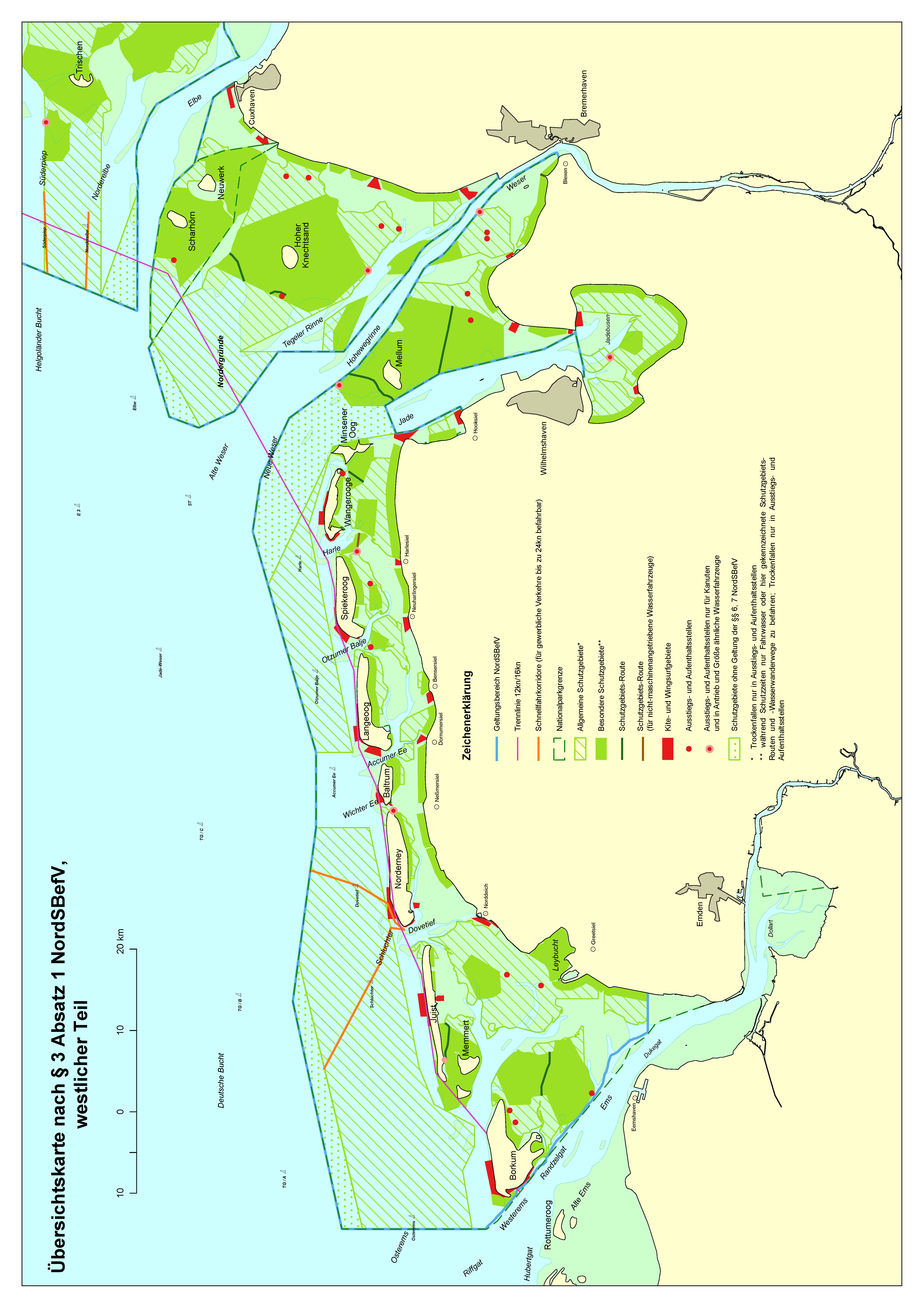 Übersichtskarte nach § 3 Absatz 1 der Nordsee-Befahrensverordnung, westlicher Teil