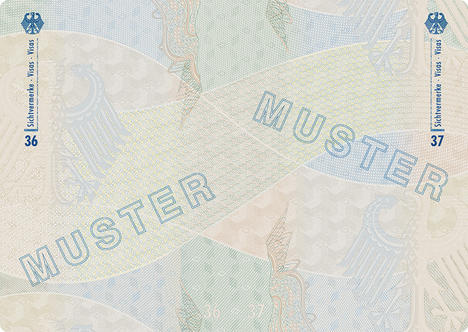 Abbildung der Passbuchinnenseiten 36 und 37 des Diplomatenpasses