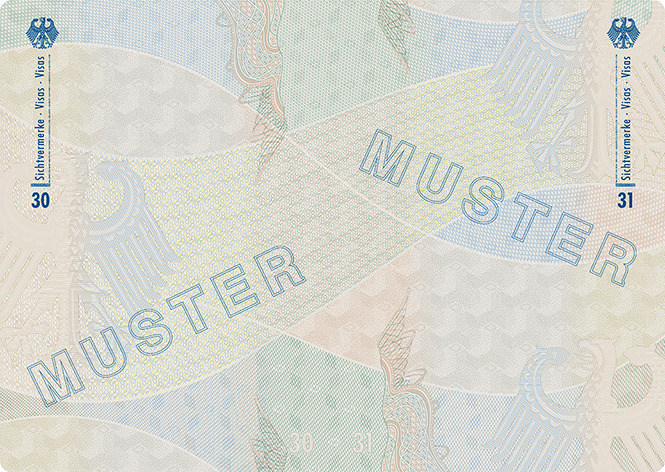 Abbildung der Passbuchinnenseiten 30 und 31 des Reiseausweises für Staatenlose