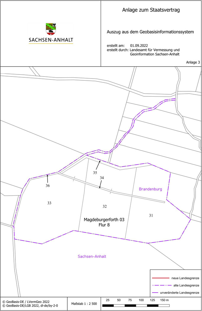 Die Flurstücke 31, 32, 33, 34, 35 und 36 der Flur 8 der Gemarkung 1715 Magdeburgerforth 03