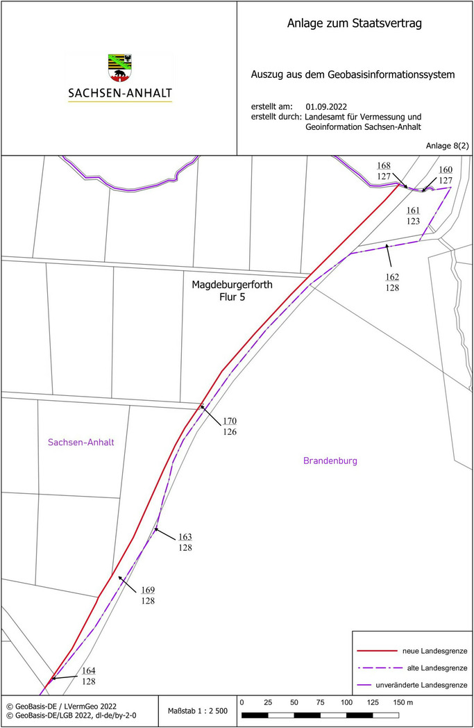 Die Flurstücke 160/127, 161/123, 162/128, 163/128, 164/128, 168/127, 169/128 und 170/126 der Flur 5 der Gemarkung 0885 Magdeburgerforth