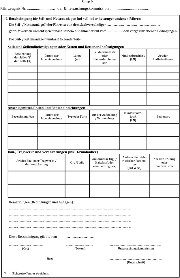 Die Abbildung zeigt das Muster eines Fährzeugnisses. Abgebildet ist die Seite 9.