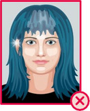 Illustration einer Person mit blauen Haaren und einer Reflexion im Gesicht.