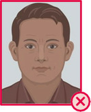 Illustration einer Person mit geringem Kontrast und dunkler Belichtung.