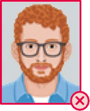 Illustration einer bärtigen Person mit Brille mit verpixeltem Gesicht.