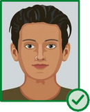 Illustration einer Person mit neutralem Gesichtsausdruck.