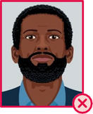 Illustration einer bärtigen Person, die leicht nach oben schaut.