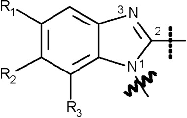 Kernstruktur der chemischen Verbindung Benzimidazol-1,2-diyl-Isomer II die im Text zuvor erläutert wird.